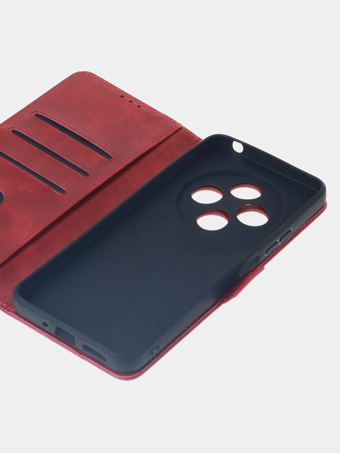 Алый чехол-книжка для Redmi 14C (4G) / Poco C75 из высококачественной искусственной кожи
