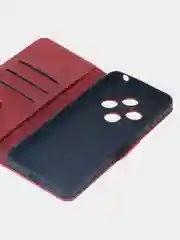 Алый чехол-книжка для Redmi 14C (4G) / Poco C75 из высококачественной искусственной кожи