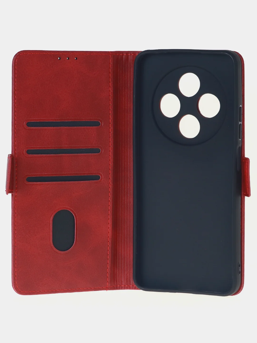 Алый чехол-книжка для Redmi 14C (4G) / Poco C75 из высококачественной искусственной кожи
