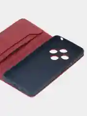 Красный чехол-книжка для Redmi 14C (4G) / Poco C75 из высококачественной искусственной кожи
