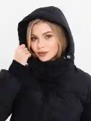 Черный куртка зимняя, длинная, пуховик женский