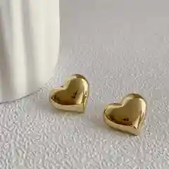 Золотой серьги "Сердце", гвоздики, сережки женские , пусеты, трендовые серьги
