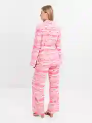 Коралловый меланж женский домашний костюм двойка