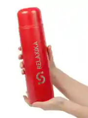 Красный термос для чая и кофе 1 литр Relaxika красный металлический, стикеры в подарок Релаксика