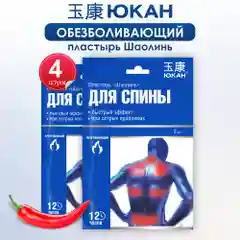 Пластырь для спины обезболивающий Шаолинь 2 уп, 4 шт