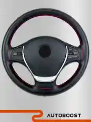Красный оплетка чехол на руль автомобиля, кожаная, со шнуровкой  / автомобильная оплетка, 38 см