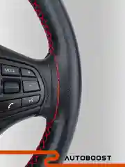 Красный оплетка чехол на руль автомобиля, кожаная, со шнуровкой  / автомобильная оплетка, 38 см