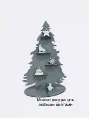 Елка деревянная с полочками и игрушками. Новогодний подарок. Елка для декора 30 см