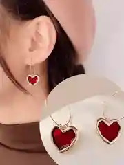 Серьги кольца конго с заливными сердечками