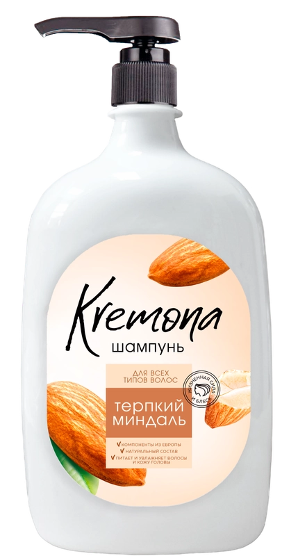 Шампунь  KREMONA  ТЕРПКИЙ МИНДАЛЬ  дозатор, 1 л