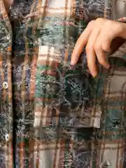 Зеленый рубашка в клетку, оверсайз, удлиненная