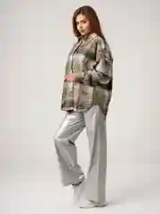 Лайм рубашка в клетку, оверсайз, удлиненная