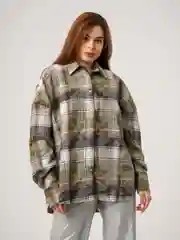 Лайм рубашка в клетку, оверсайз, удлиненная