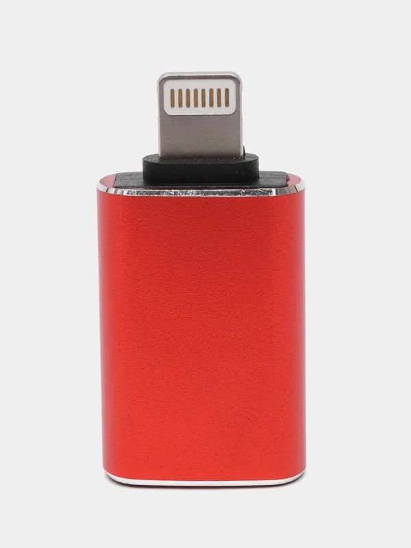 OTG переходник с Lightning USB, переходник для телефона, macbook, флешки цвет красный