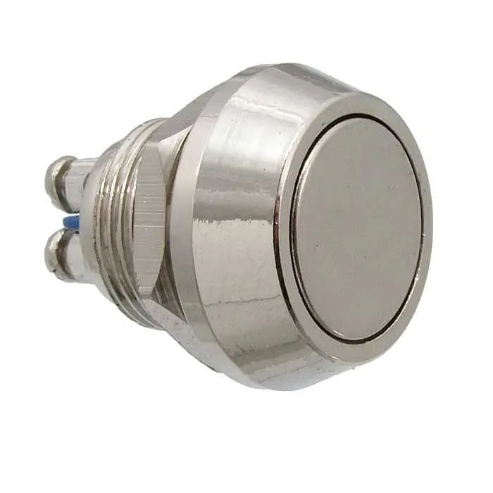 Кнопка антивандальная PBS-28B-2 D-12mm OFF-(ON) (метал.) без фиксации d12mm 2A/250VAC 2pin