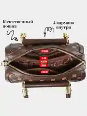 Тёмно-коричневый сумка женская с ручками и плечевым ремнем, 4 цвета