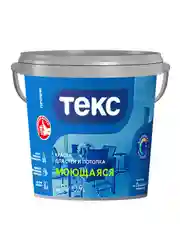 Краска для стен и потолков Текс Профи, моющаяся, база A, белая, 0,9 л