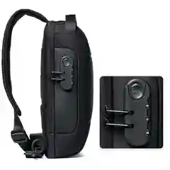 Черный сумка мужская через плечо с USB-кабелем и кодовым замком, с ручкой, жесткая