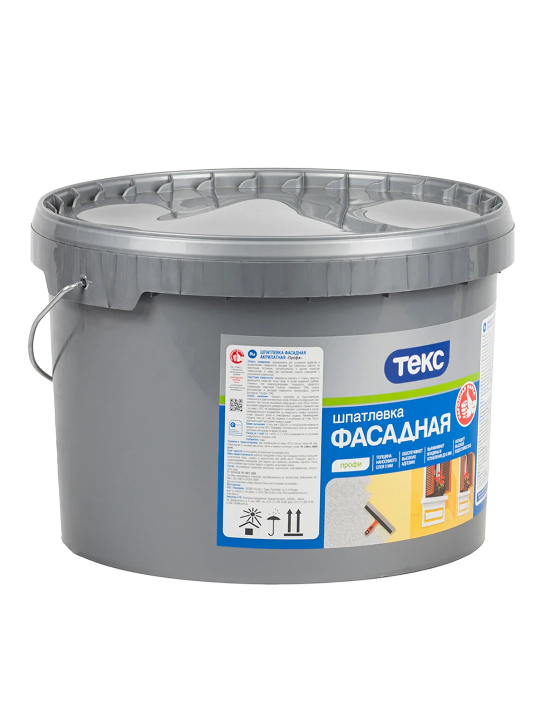 Шпатлевка фасадная Текс Профи, белая, 16 кг