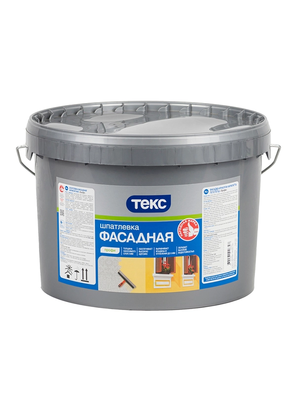 Шпатлевка фасадная Текс Профи, белая, 16 кг