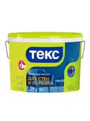 Краска для стен и потолков латексная Текс, глубокоматовая, белая, 14 кг