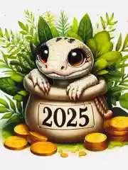 Бежевый открытка/магнит Новогодняя змейка, символ 2025 года