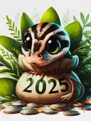 Коралловый открытка/магнит Новогодняя змейка, символ 2025 года