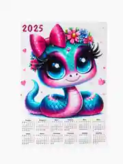 Розовый календарь 2025, змея символ года