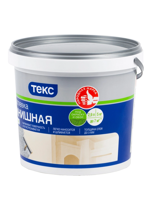 Шпатлевка финишная Текс Профи, белая, 5 кг