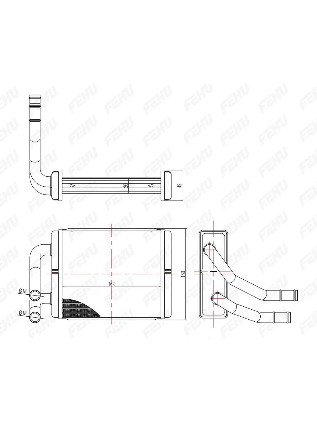 FRH1041 Радиатор отопителя Hyundai H-100 Porter (96-)