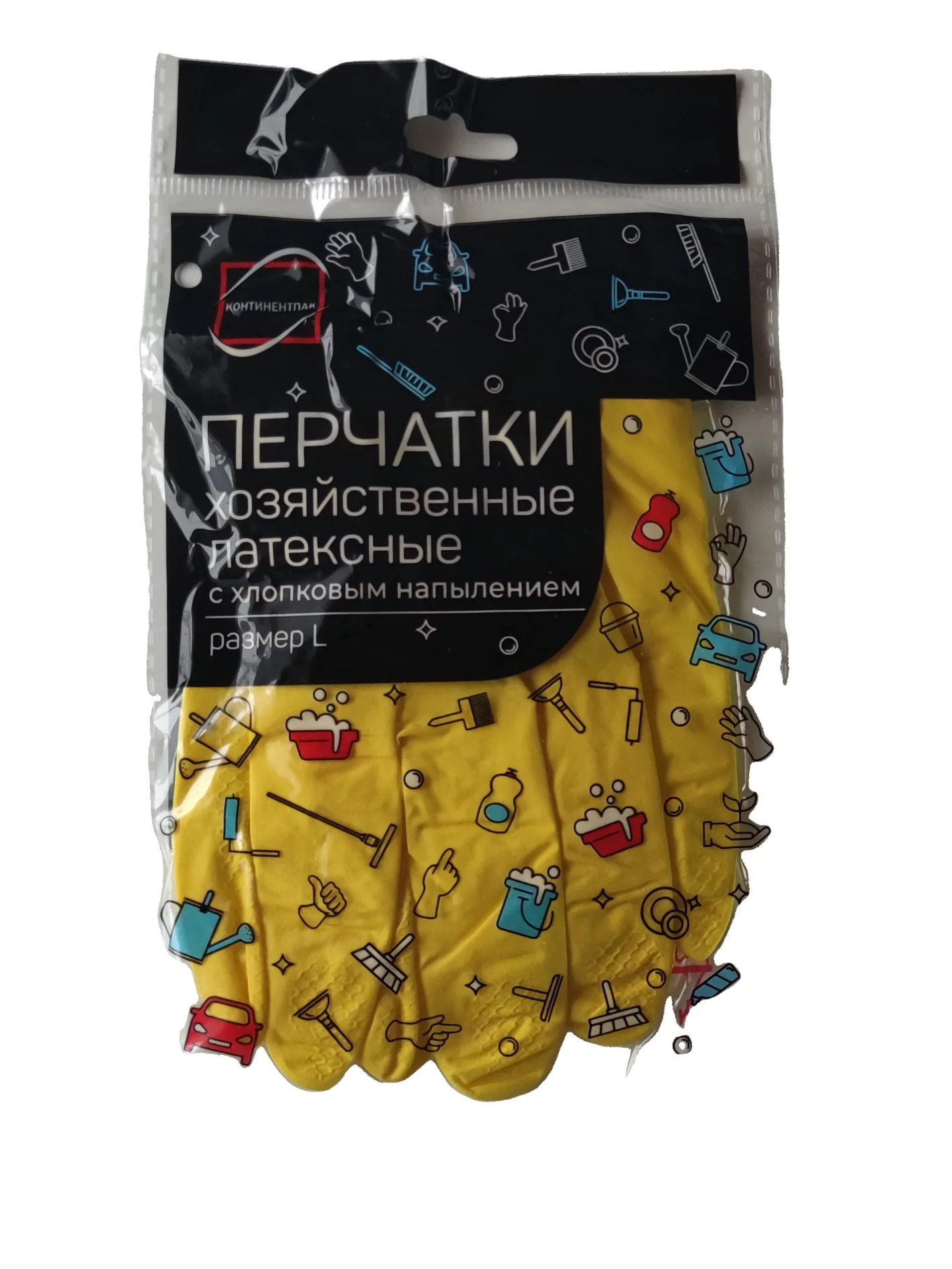 Перчатки хозяйственные с хлопковым напылением, р. L латекс