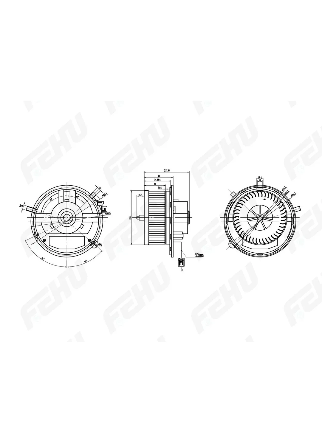 FFH1096 Электровентилятор отопителя без резистора Skoda Octavia A7 (13-)/VW Golf VII (12-)
