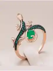 Зеленый кольцо женское позолоченное