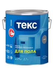 Эмаль для пола Текс Профи, алкидно-уретановая, глянцевая, 2,7 л, серая