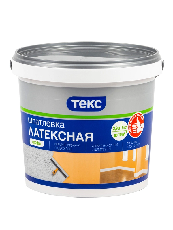 Шпатлевка латексная Текс Профи, белая, 5 кг