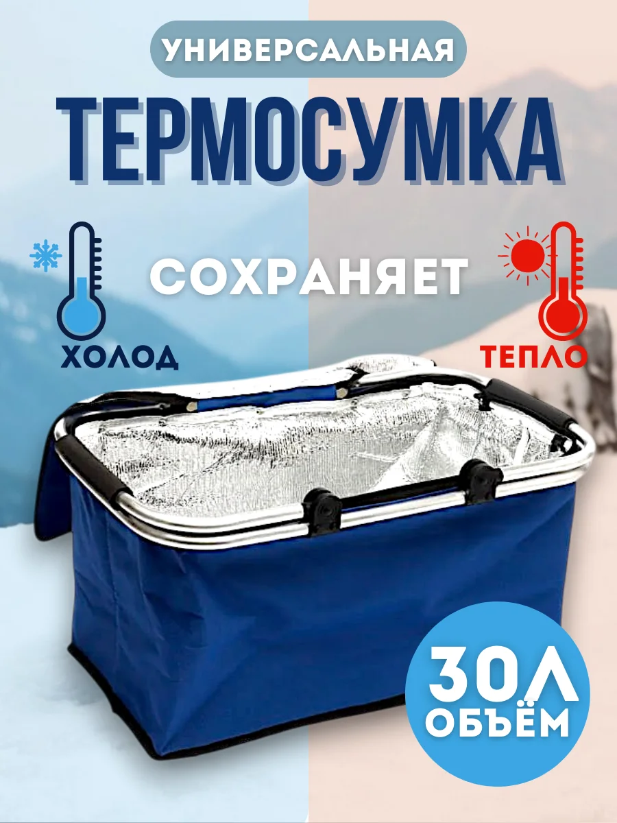 Синий термосумка с ручками