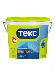 Краска для потолков латексная, Текс, глубокоматовая, белая, 7 кг