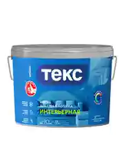 Краска интерьерная для стен и потолков Текс Профи, база A, белая, 9 л