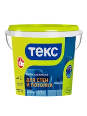 Краска для стен и потолков латексная Текс, глубокоматовая, белая, 1,5 кг