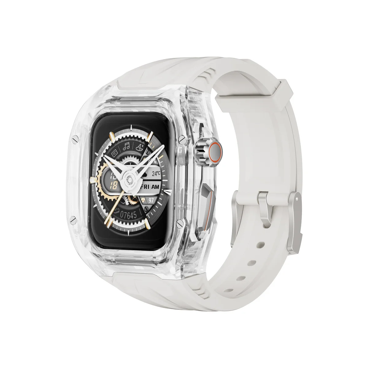 Серебряный ремешок для Apple Watch/Эпл Вотч 40 мм-49 мм, полиуретановый Series 4-9/Ultra 1/2