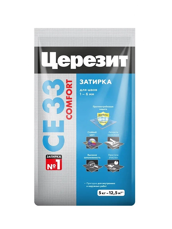 Затирка Церезит (Ceresit) CE 33 Comfort №01, белая, 5 кг