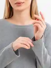 Серый меланж лонгслив в рубчик женский, легкий, элегантный