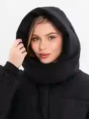 Черный куртка зимняя длинняя, женский пуховик