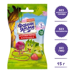 Фруктовые кусочки Фанни Ямми, яблоко, клубника, 15 г