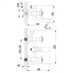 Смеситель для ванны с душем Lemark Partner LM6542C, двухвентильный, хром