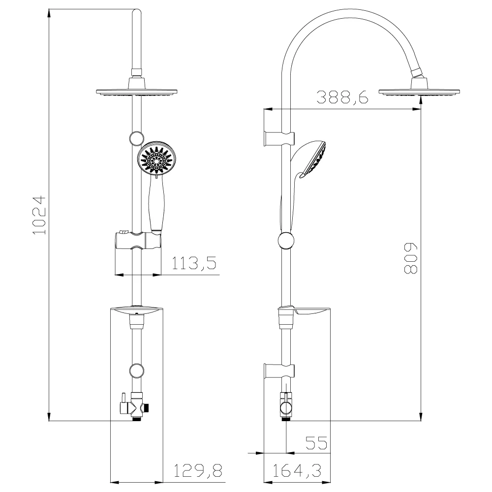 Душевой комплект Lemark LM8801C (стойка, тропический душ, лейка, шланг, мыльница), хром