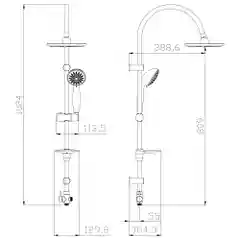 Душевой комплект Lemark LM8801C (стойка, тропический душ, лейка, шланг, мыльница), хром