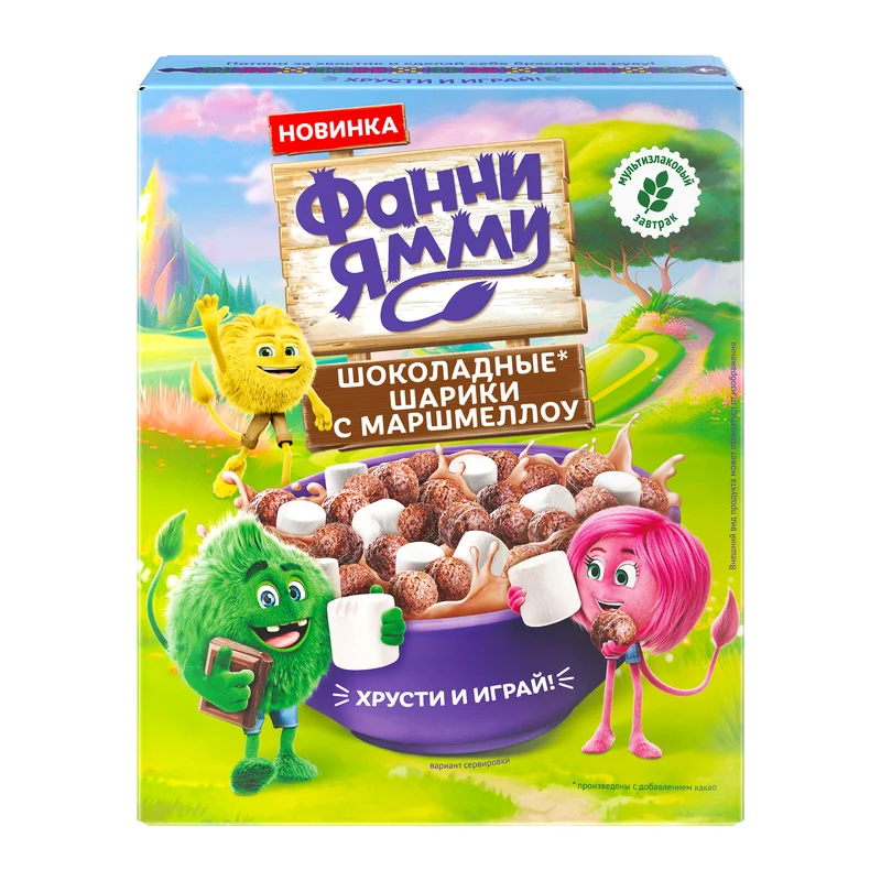 Шарики мультизлаковые Фанни Ямми, с какао и маршмеллоу, 200г