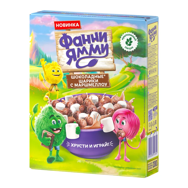 Шарики мультизлаковые Фанни Ямми, с какао и маршмеллоу, 200г