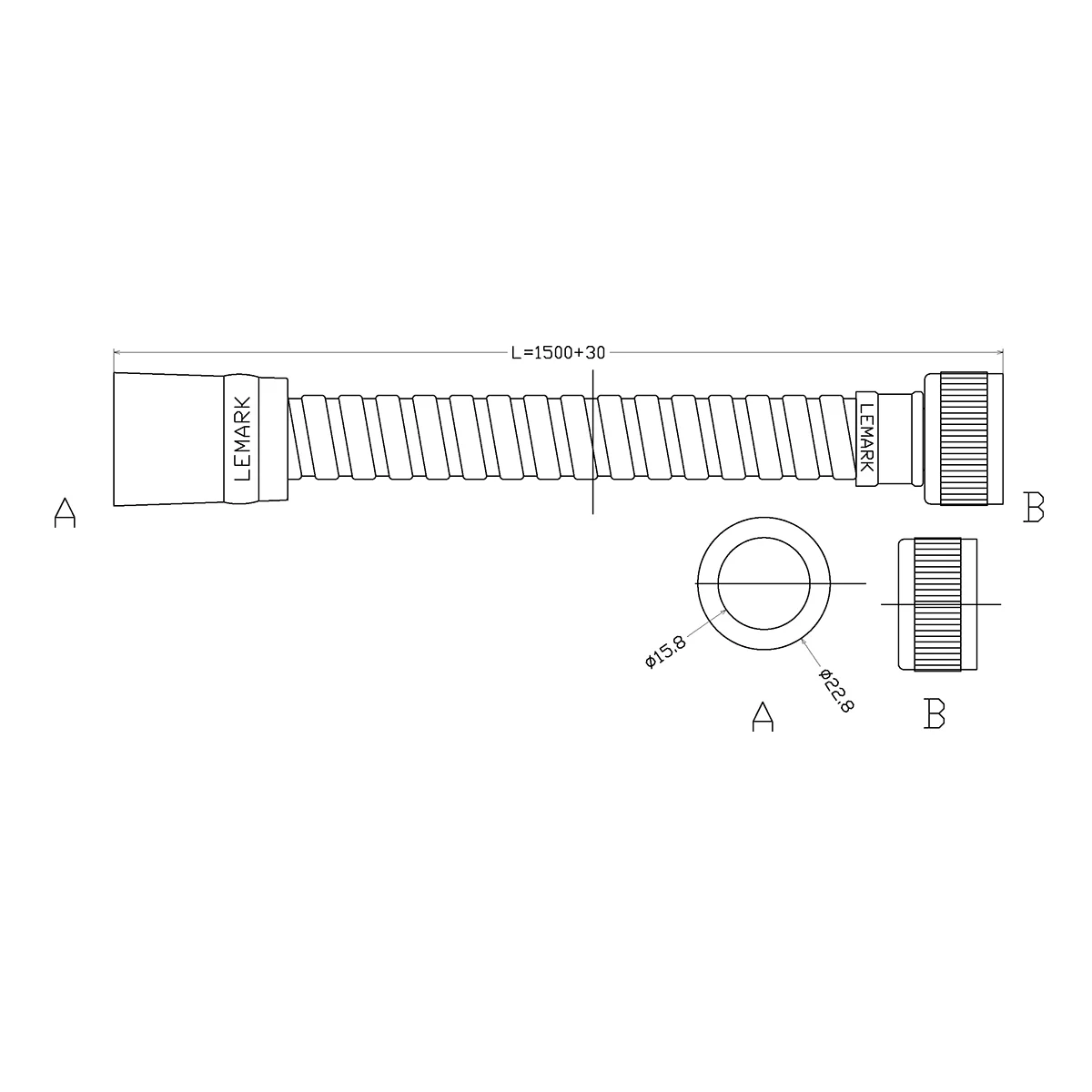 Шланг для душа Lemark LE8042P, ПВХ, 1,5 м